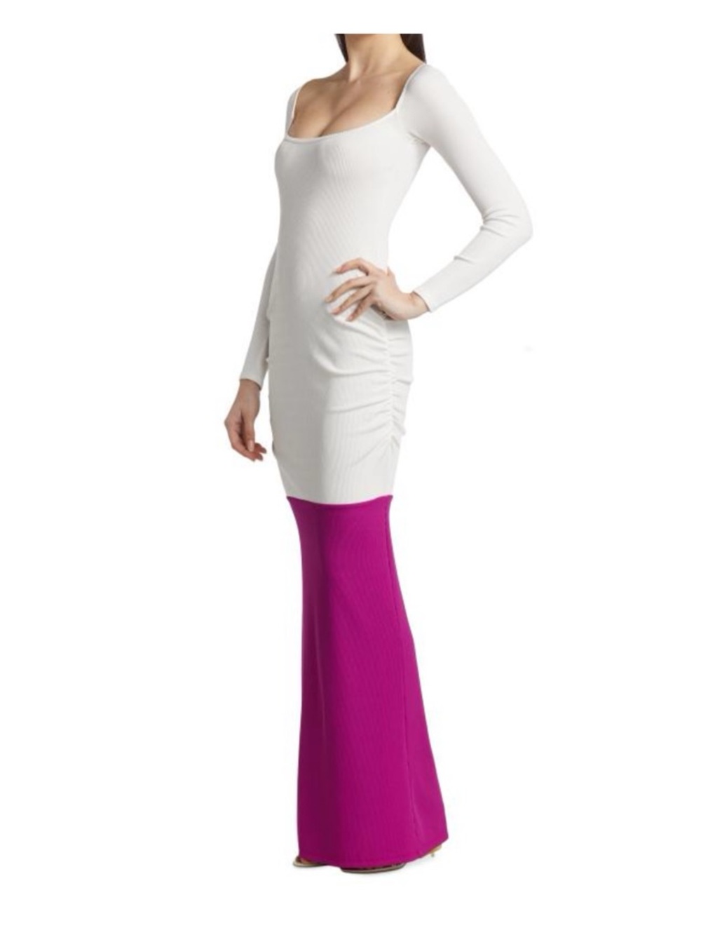 Colorblock White and Fuchsia Maxi Skirt Dress by IZAYLA | New | size XS